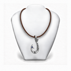 Sapphire 950 Solid Silver Signature Hook Premium Leather Necklace - Artisan Legacy™