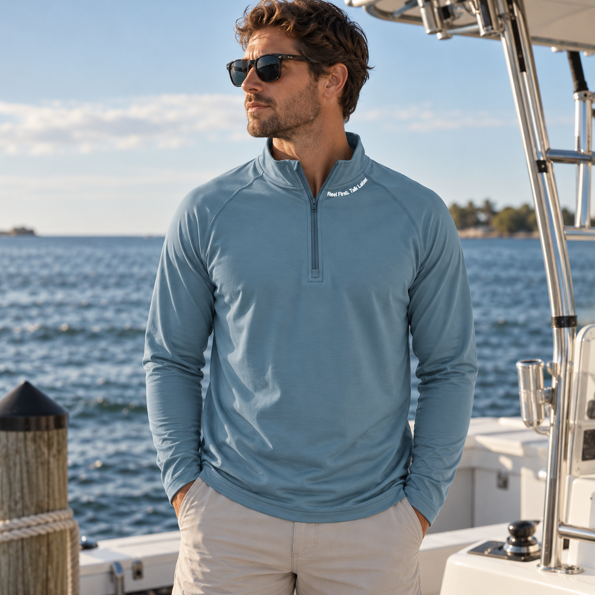 Reel First Talk Tlater Performance Quarter Zip Pullover | UPF 50+ Outdoor