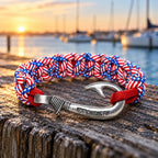 Stars & Stripes Cobra Braid Fish Hook Bracelet