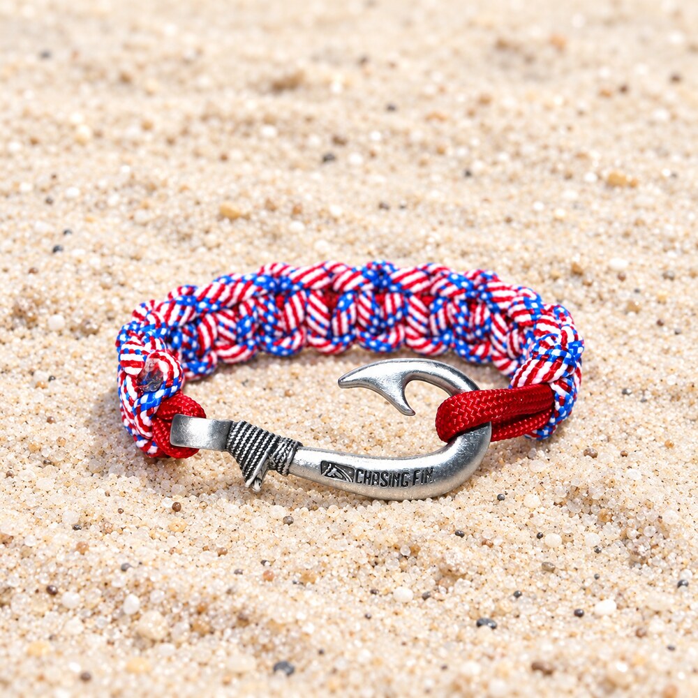 Stars & Stripes Cobra Braid Fish Hook Bracelet