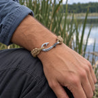 Tan Cobra Braid Fish Hook Bracelet