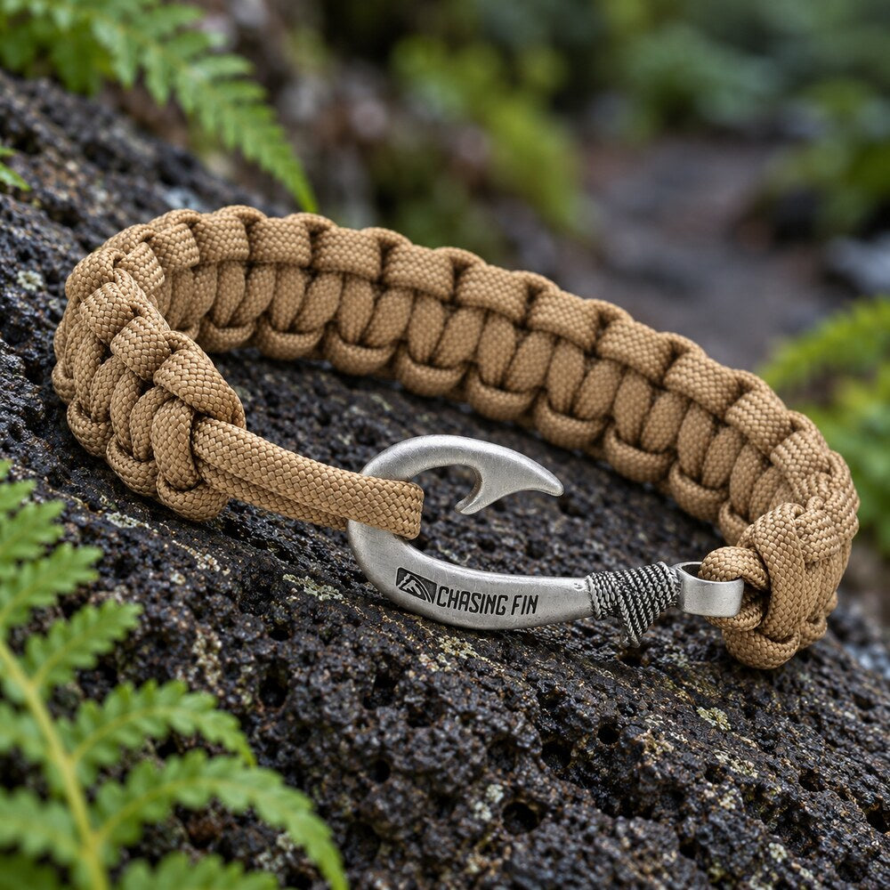 Tan Cobra Braid Fish Hook Bracelet