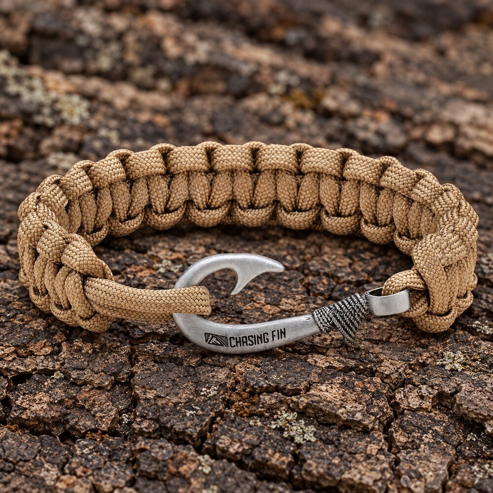 Tan Cobra Braid Fish Hook Bracelet
