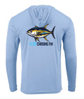 Tuna Tastic Performance Long Sleeve Shirt with Hoodie Blue - Chasing Fin New Edition
