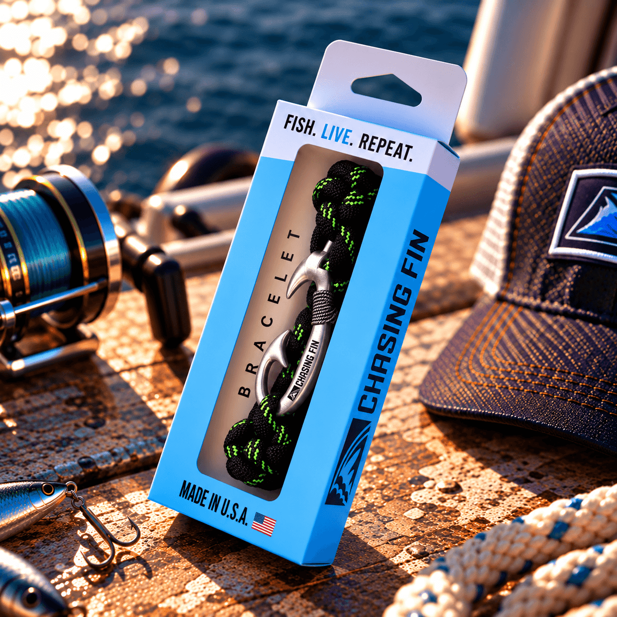 Armed Forces Cobra Braid Fish Hook Bracelet-Glow in the DARK