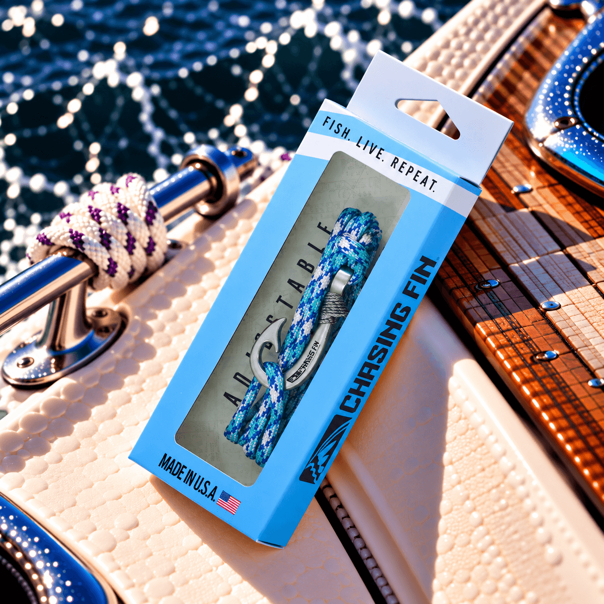 Blue Shock Adjustable Fish Hook Bracelet | Anklet