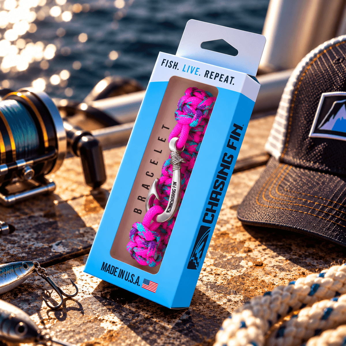 Cancer Awareness Cobra Braid Fish Hook Bracelet