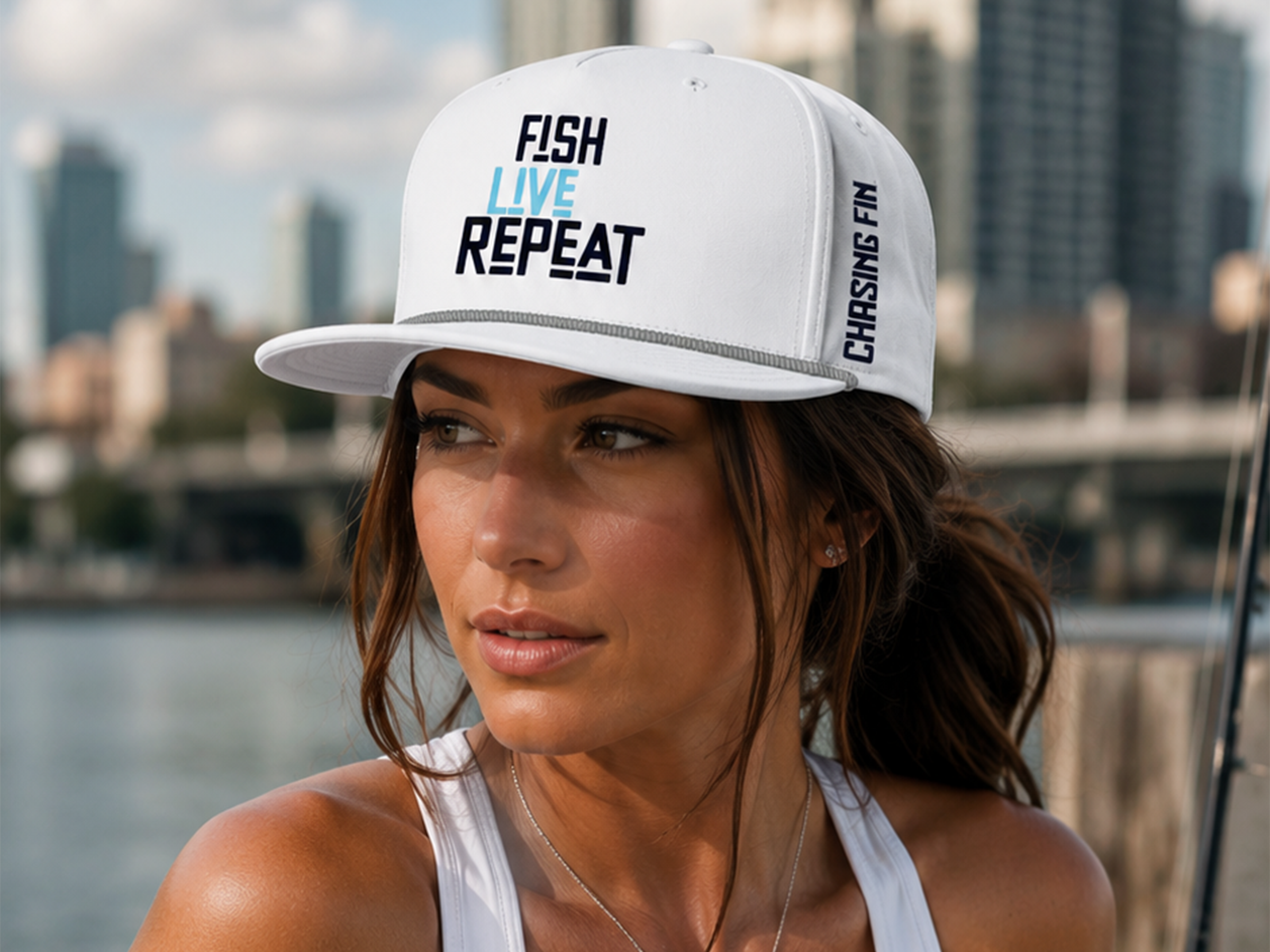 Fish. Live. Repeat.™ Embroidered Logo 5-Panel Performance Rope Hat