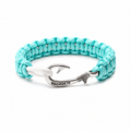 Turquoise & Silver Slim Cobra Braid Fish Hook Bracelet