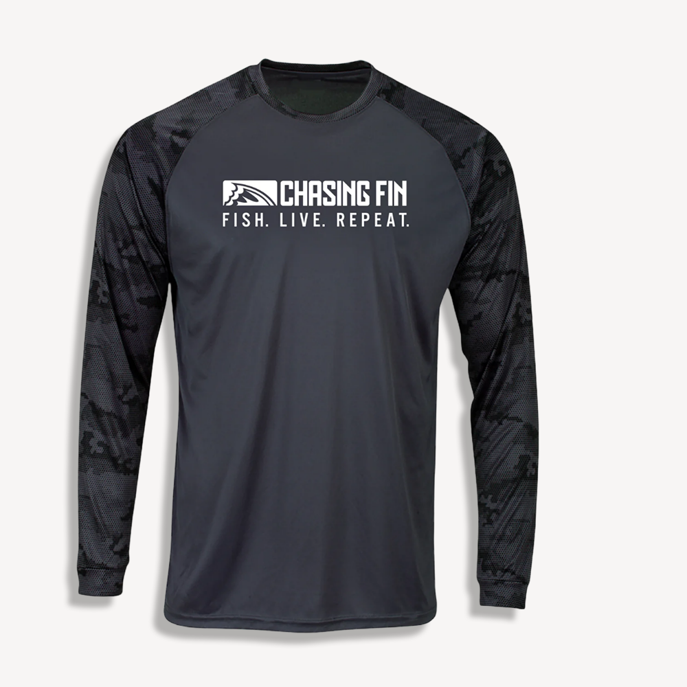 ProFin Camo FISH LIVE REPEAT Performance Long Sleeve Shirt Graphite