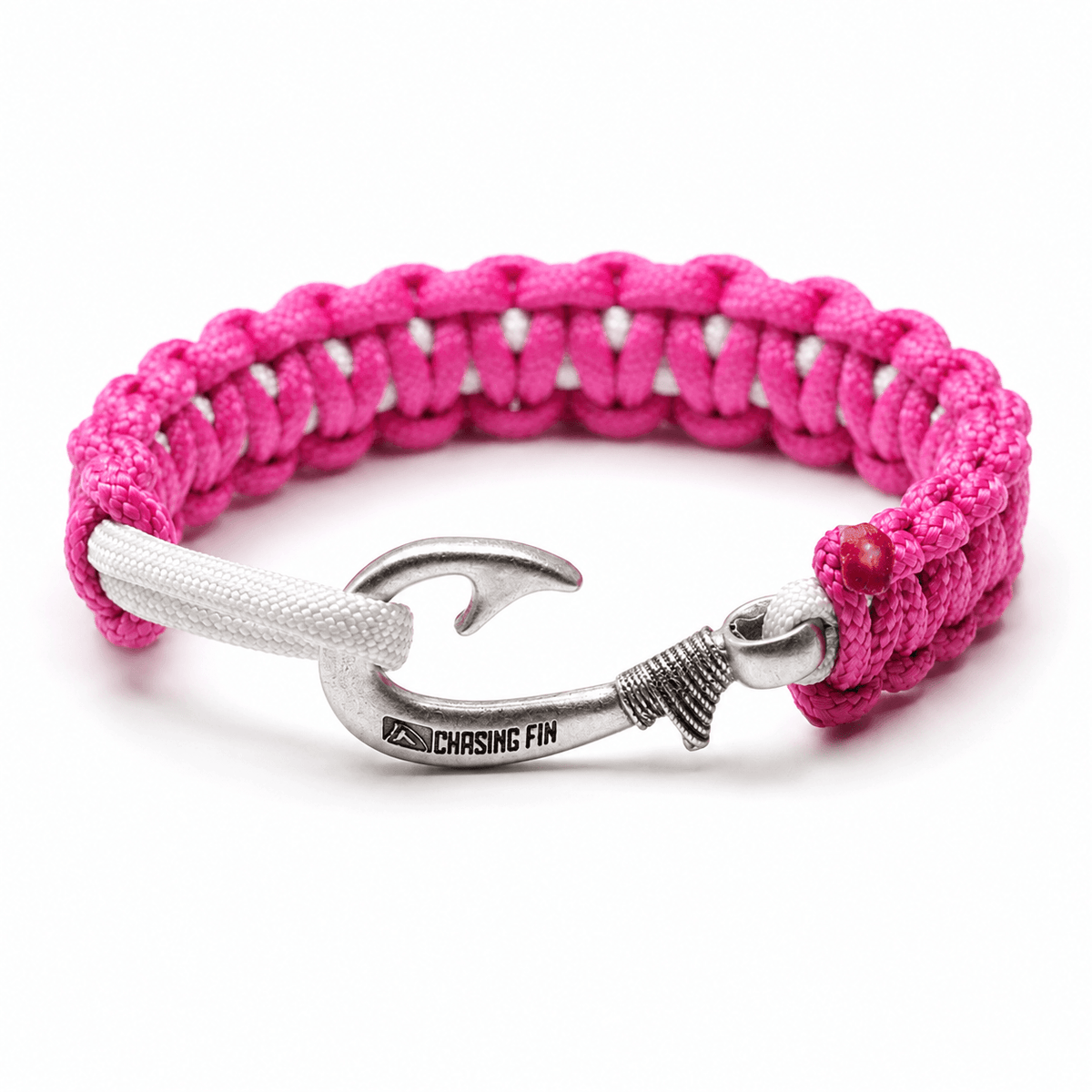 Fuchsia & Silver Slim Cobra Braid Fish Hook Bracelet
