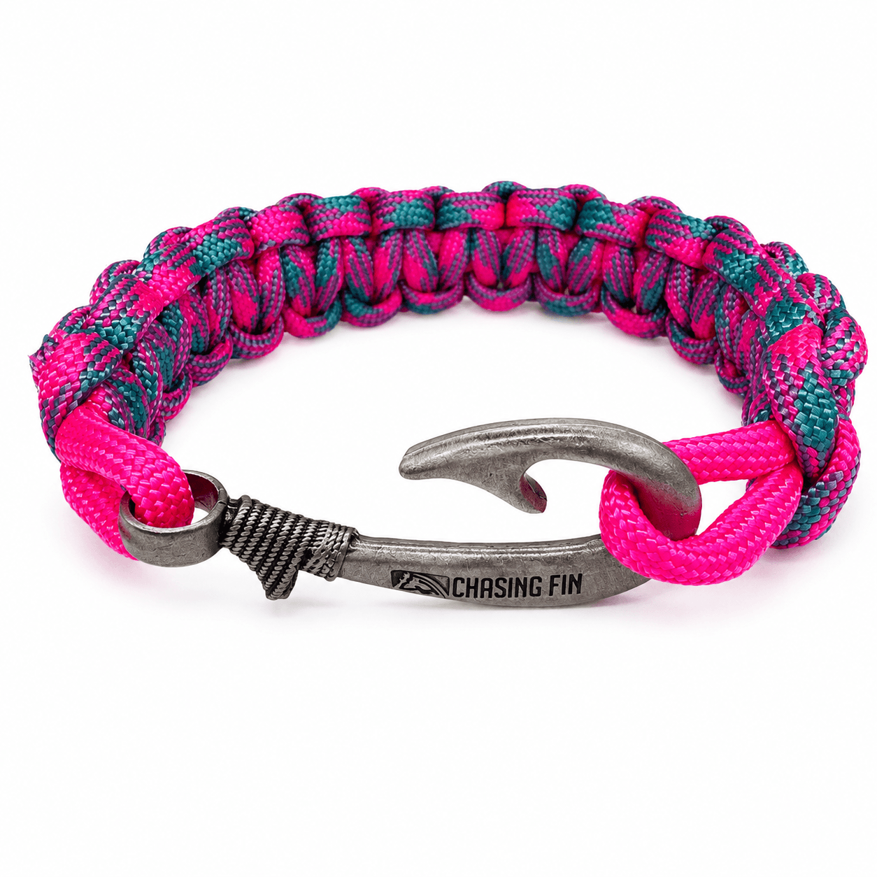 Rosy Reef Cobra Braid Fish Hook Bracelet-Glow in the Dark