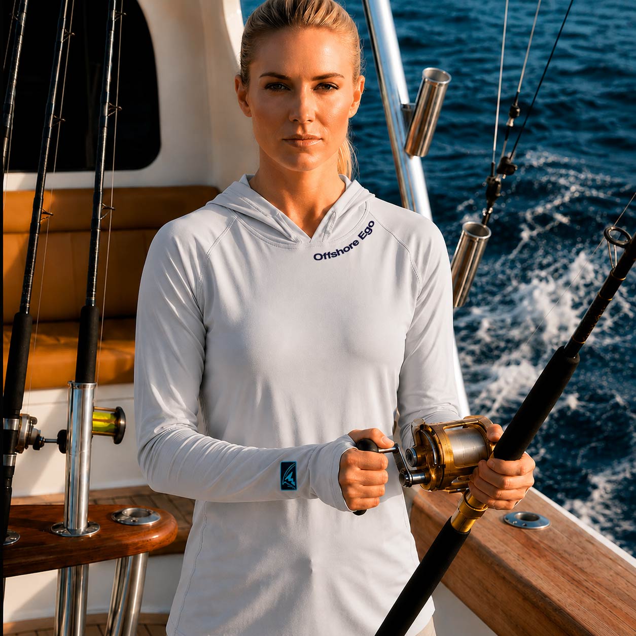 Offshore Ego - Ladies Solar Performance Hoodie - Chasing Fin New Collection