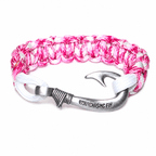 Cancer Awareness Cobra Braid Fish Hook Bracelet