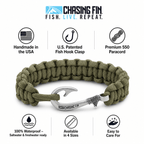 Moss Green Cobra Braid Fish Hook Bracelet
