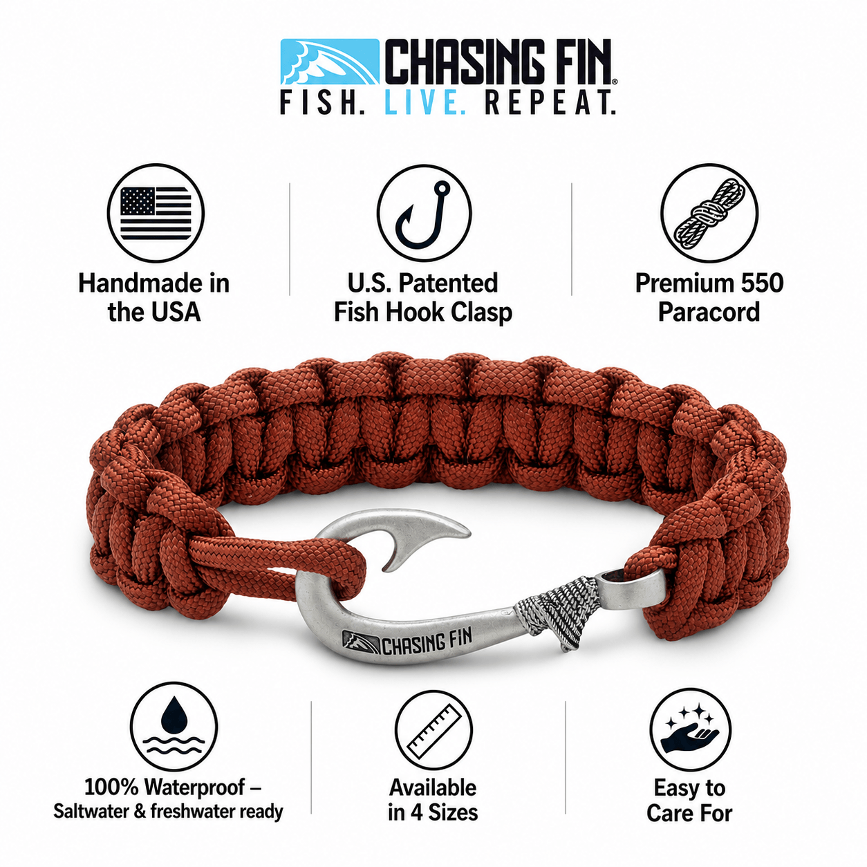 Rust Cobra Braid Fish Hook Bracelet