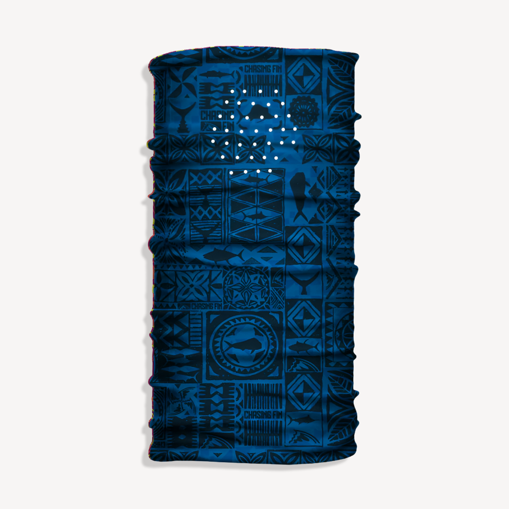Saltwater Tribal Vented Face Shield (Deep Blue)
