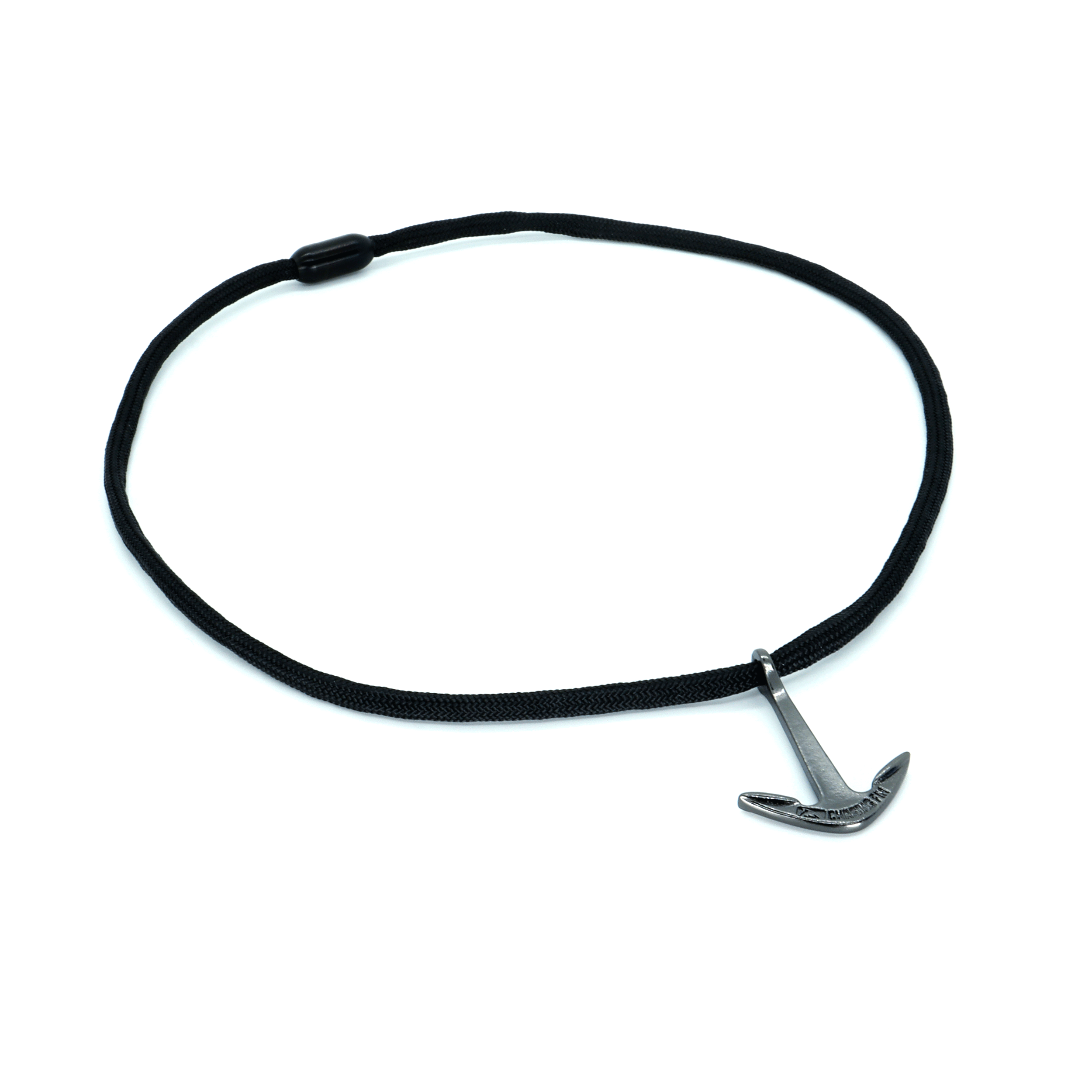 Limited Edition Black Paracord Necklace and Cobra Bracelet with Chasing Fin Anchor