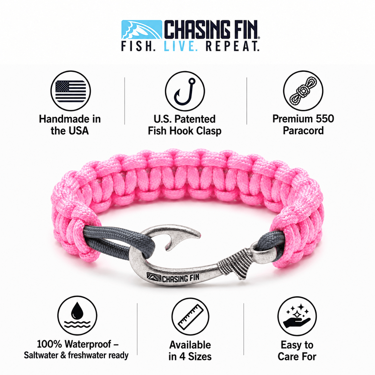 Pink & Navy Slim Cobra Braid Fish Hook Bracelet