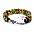 Rasta Cobra Braid Fish Hook Bracelet