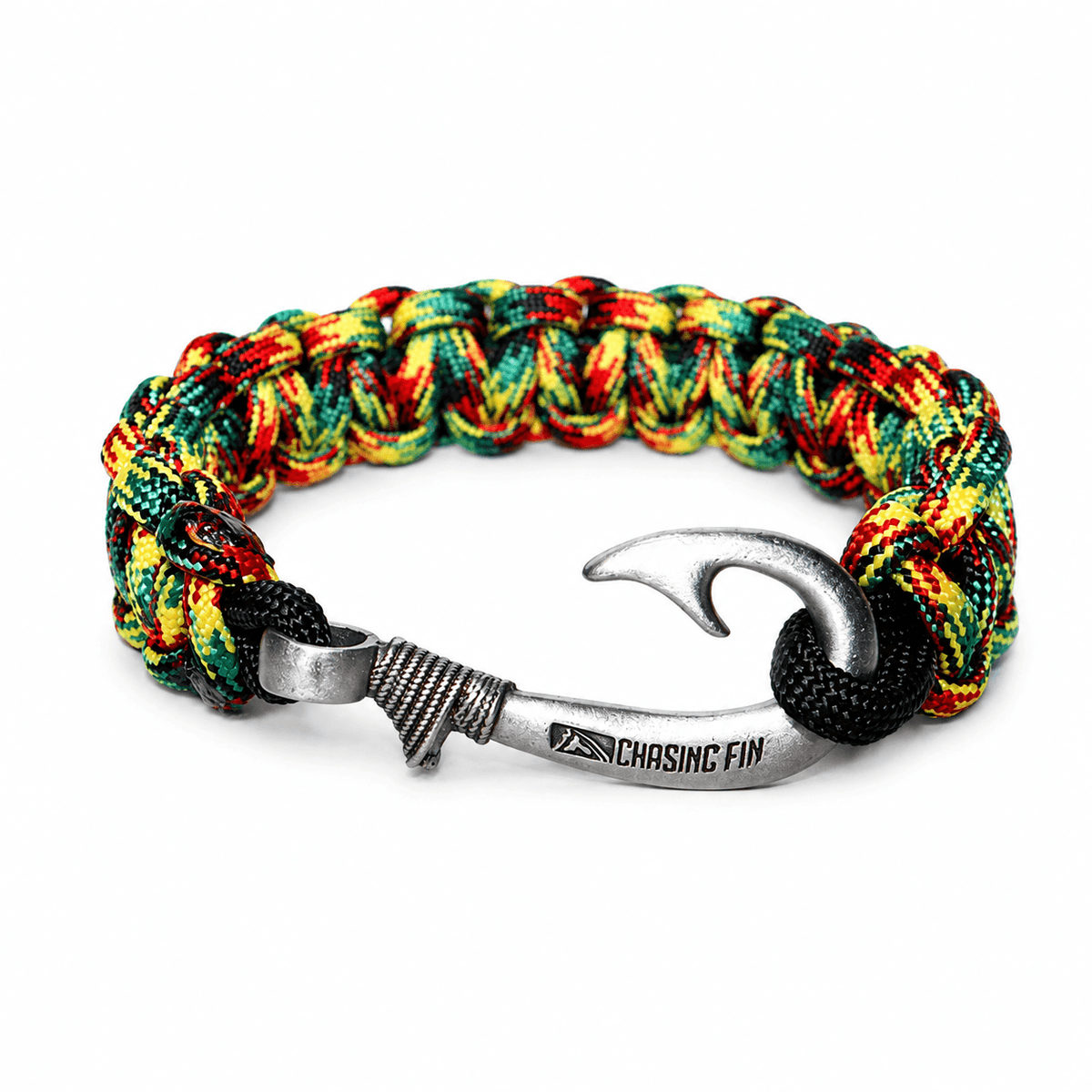 Rasta Cobra Braid Fish Hook Bracelet