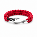 Red & Black Slim Cobra Braid Fish Hook Bracelet