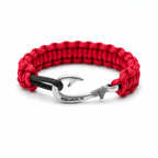 Red & Black Slim Cobra Braid Fish Hook Bracelet