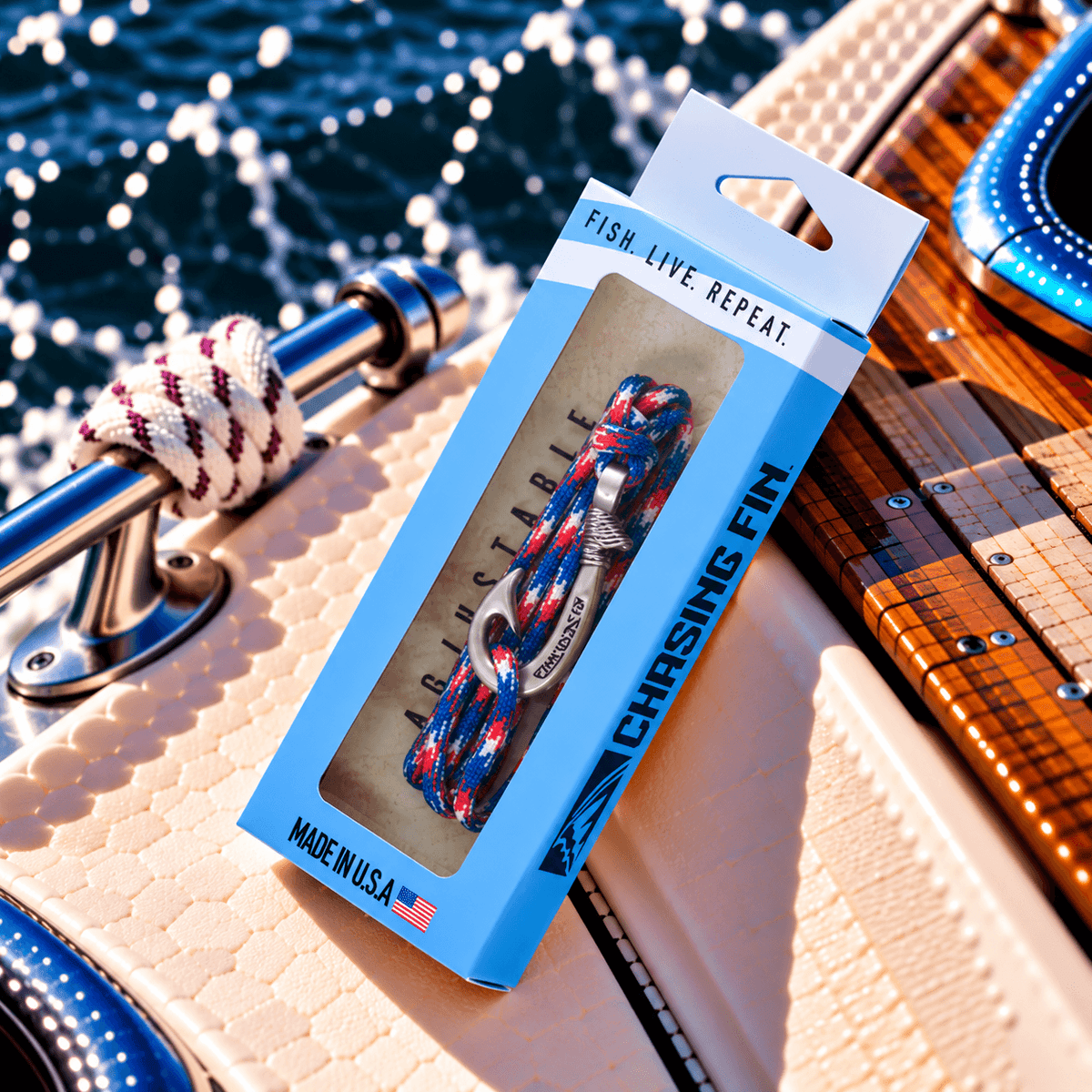 Red, White & Blue Fish Hook Bracelet | Anklet