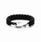 Solid Black Slim Cobra Braid Fish Hook Bracelet