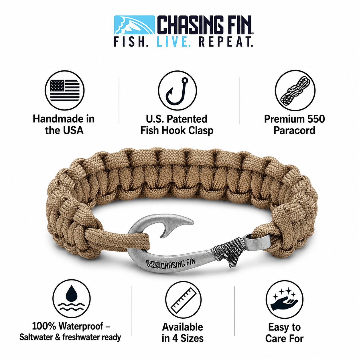 Tan Cobra Braid Fish Hook Bracelet