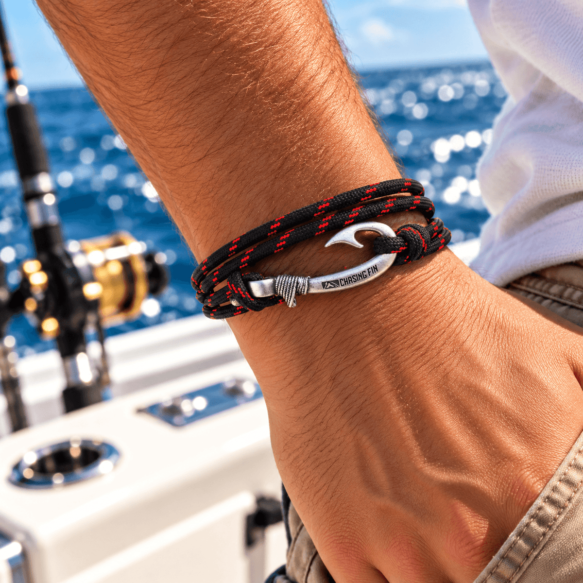 Thin Red Line Fish Hook Bracelet | Anklet