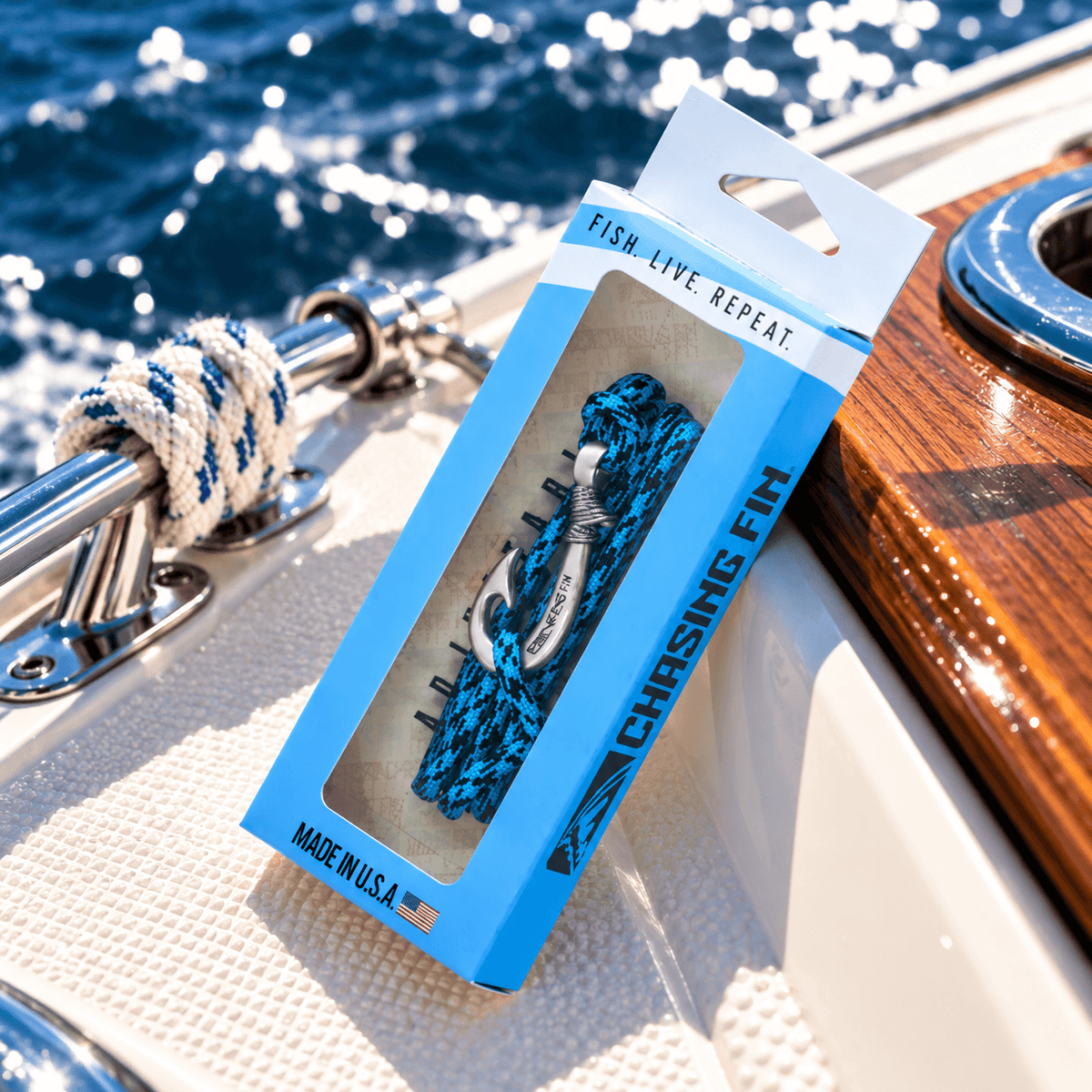 Turquoise Camo Fish Hook Bracelet | Anklet