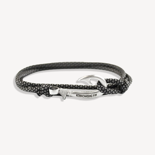 Charcoal Gray Diamonds Fish Hook Bracelet