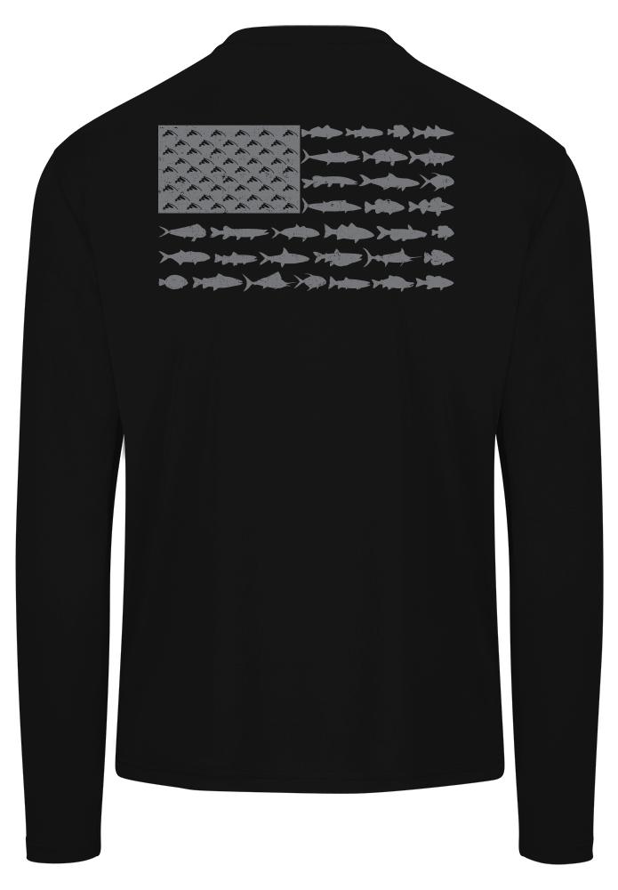 American Fish Flag Performance Patriotic Shirt (Black)
