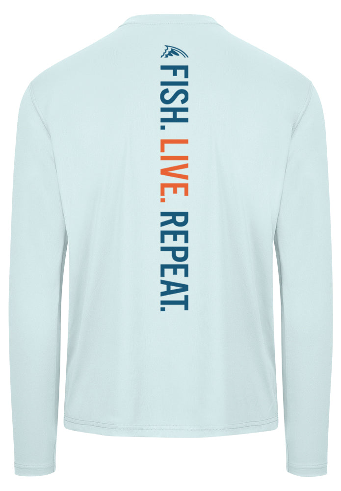 FISH LIVE REPEAT Performance Long Sleeve Shirt Arctic Blue
