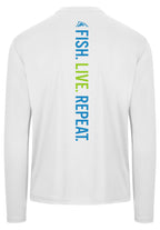 LIVE FISH REPEAT Performance Long Sleeve Shirt  White