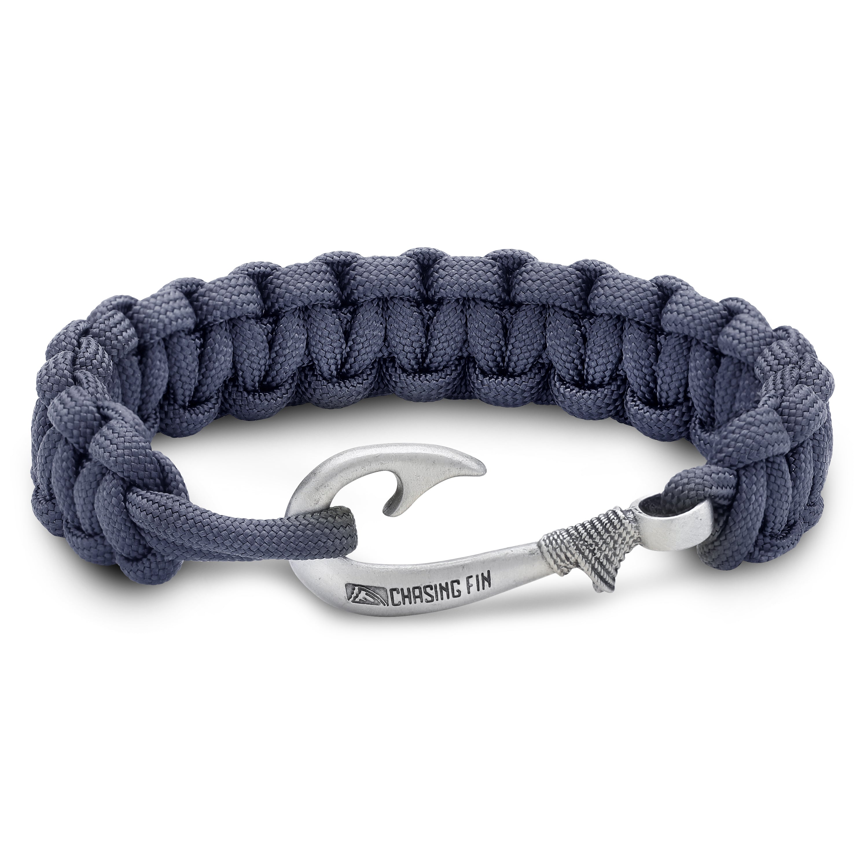 Graphite Cobra Braid Fish Hook Bracelet