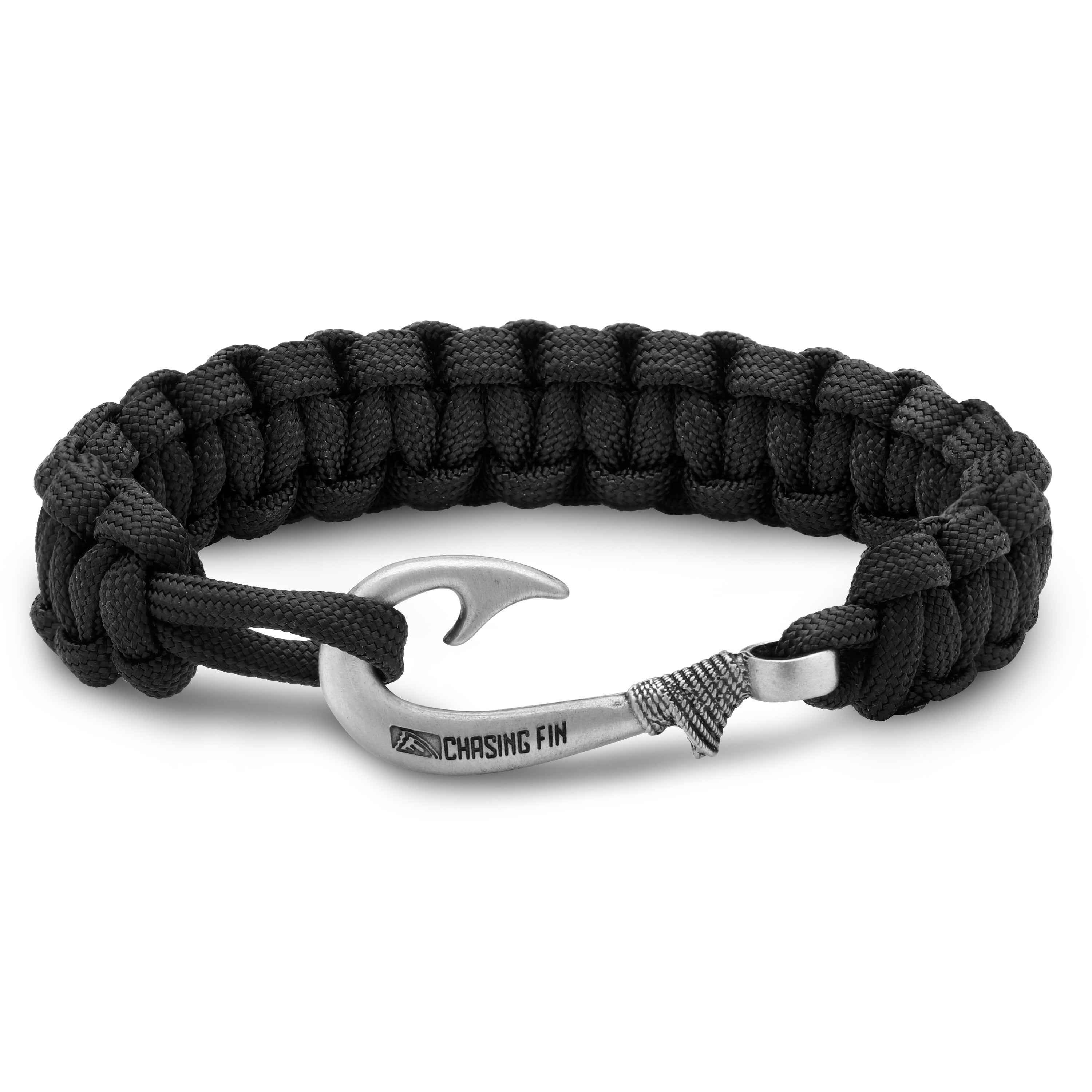 Black Cobra Braid Fish Hook Bracelet