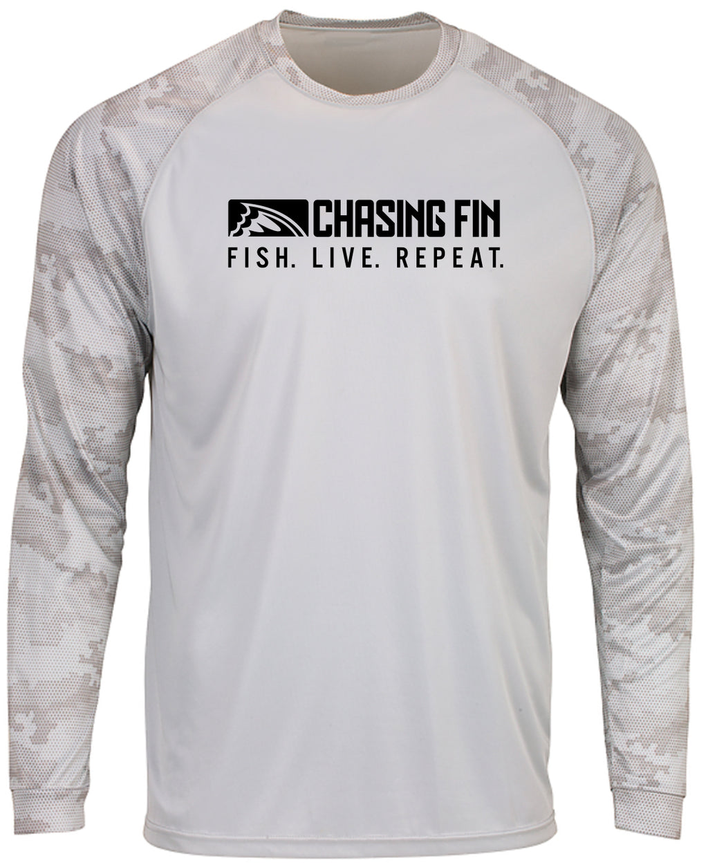 ProFin Camo FISH LIVE REPEAT Performance Long Sleeve Shirt Aluminum