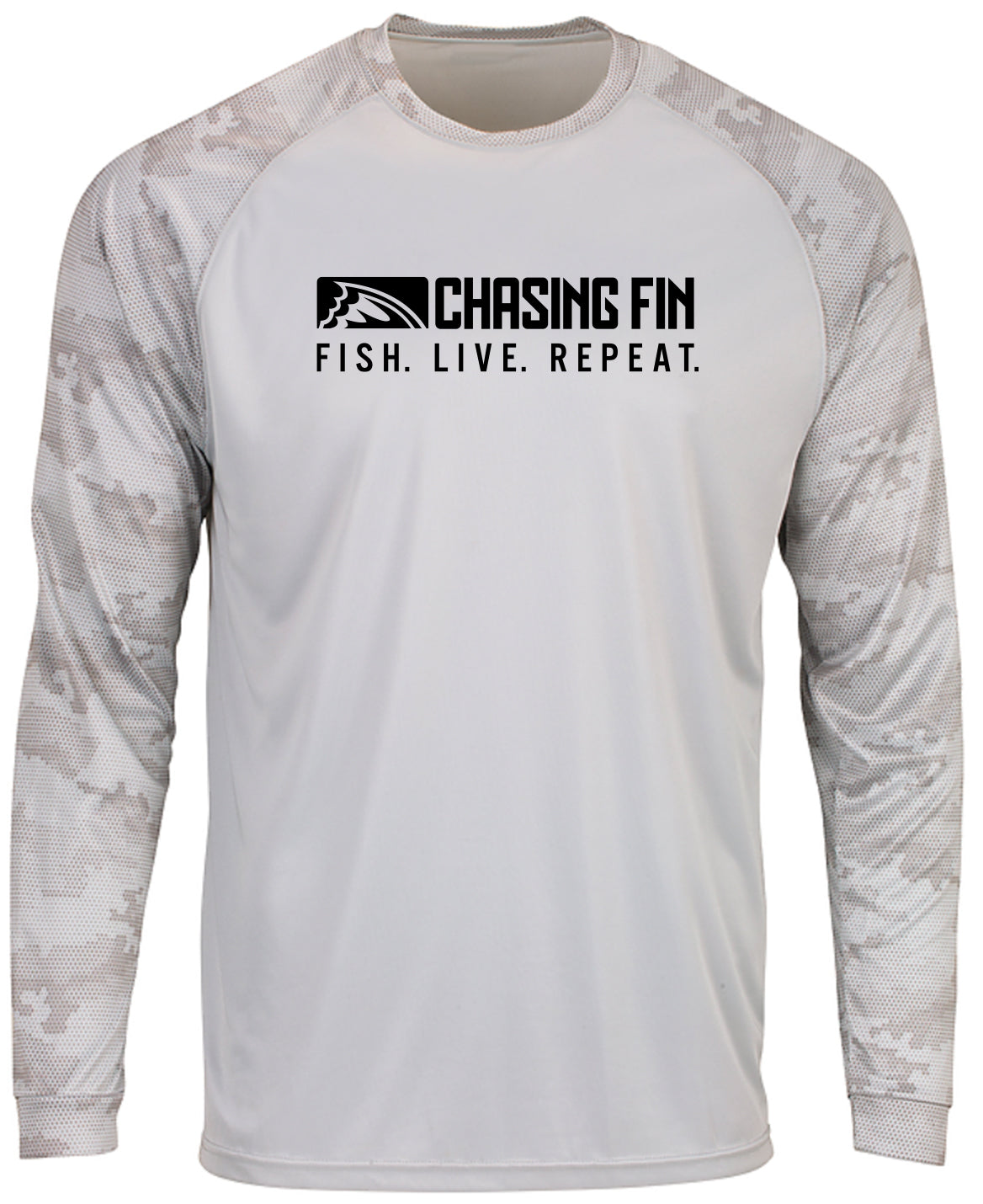 ProFin Camo FISH LIVE REPEAT Performance Long Sleeve Shirt Aluminum
