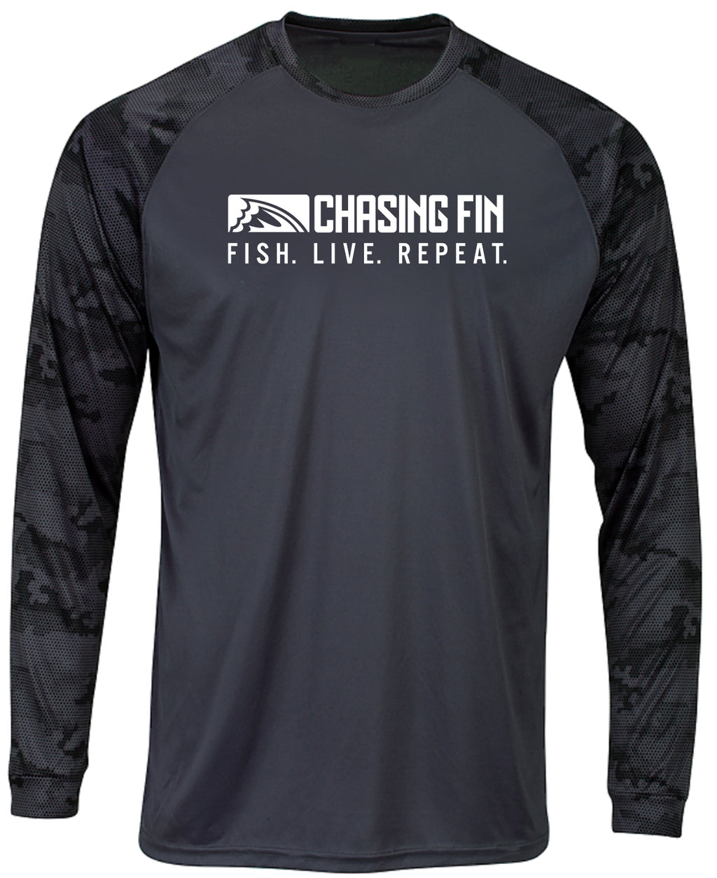 ProFin Camo FISH LIVE REPEAT Performance Long Sleeve Shirt Graphite