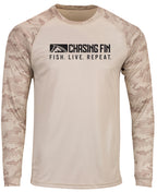 ProFin Camo FISH LIVE REPEAT Performance Long Sleeve Shirt Sand