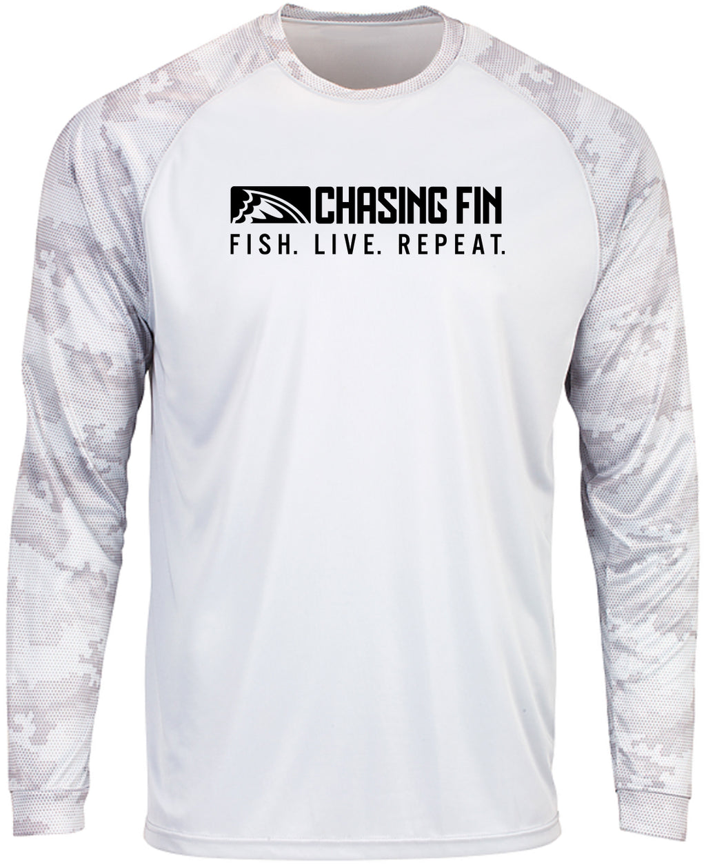 ProFin Camo FISH LIVE REPEAT Performance Long Sleeve Shirt White