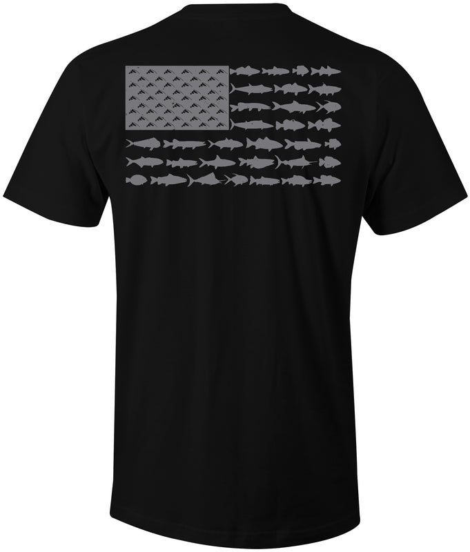 Distressed American Fish Flag T-Shirt (Black) – Fish Hook