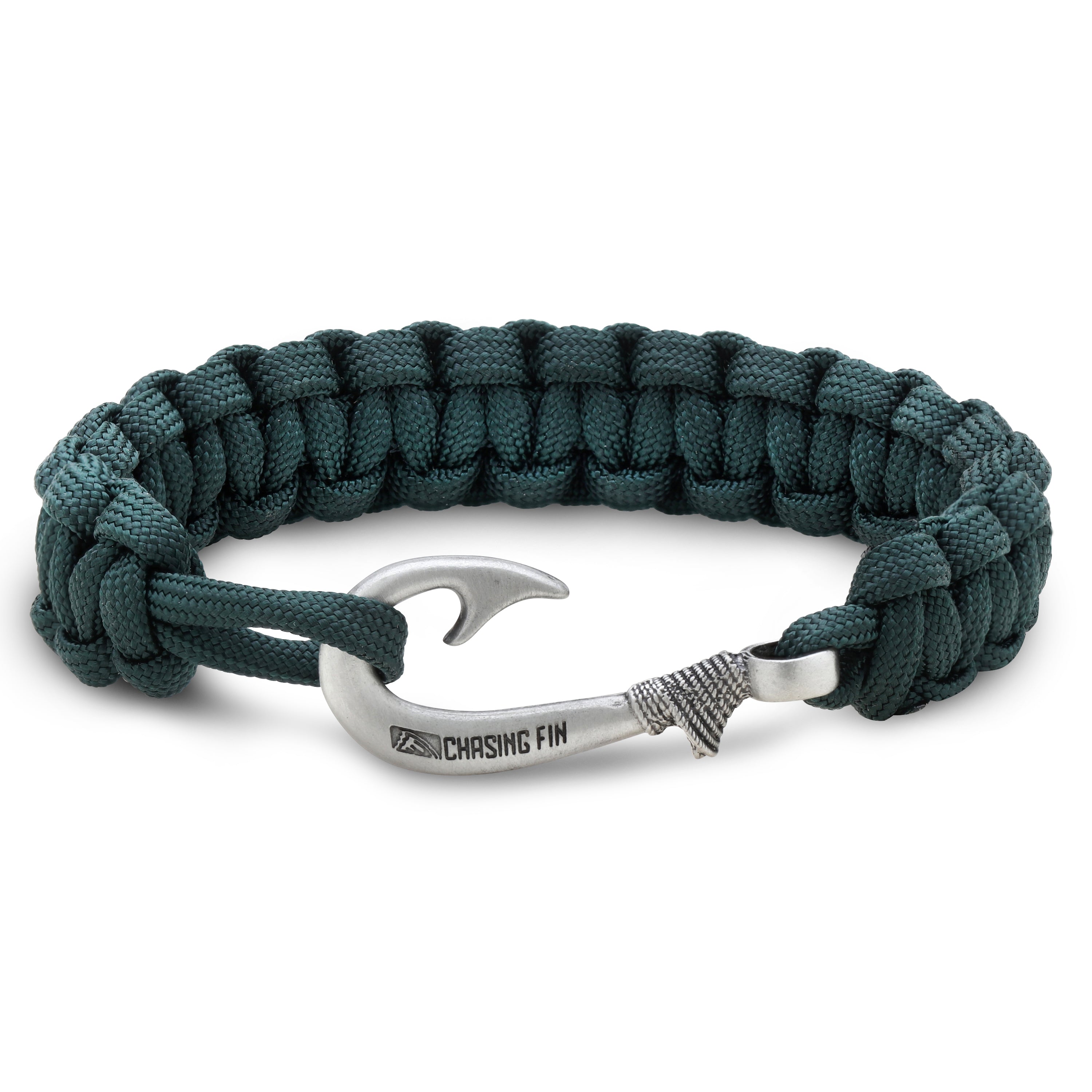 Hunter Green Cobra Braid Fish Hook Bracelet
