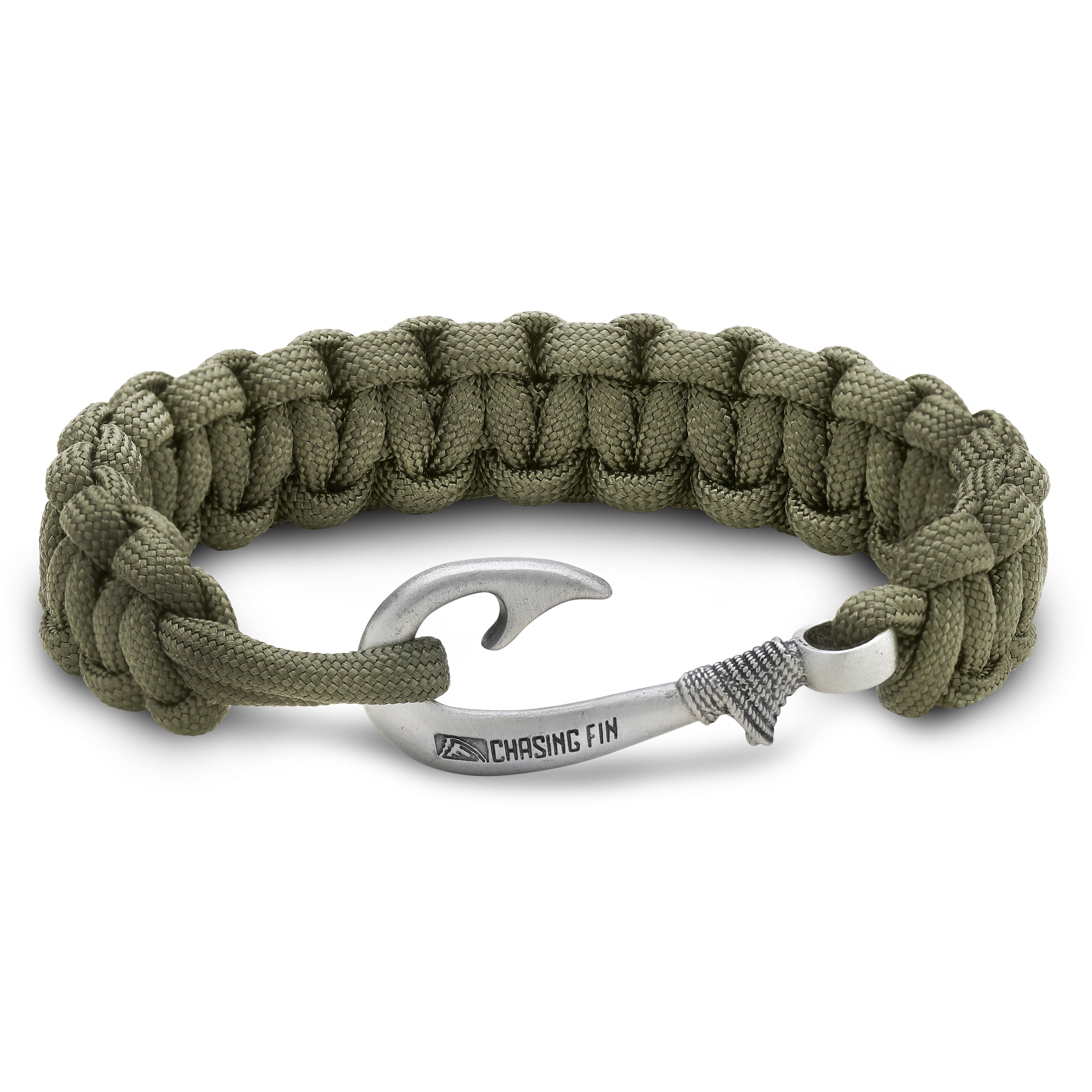 Moss Green Cobra Braid Fish Hook Bracelet
