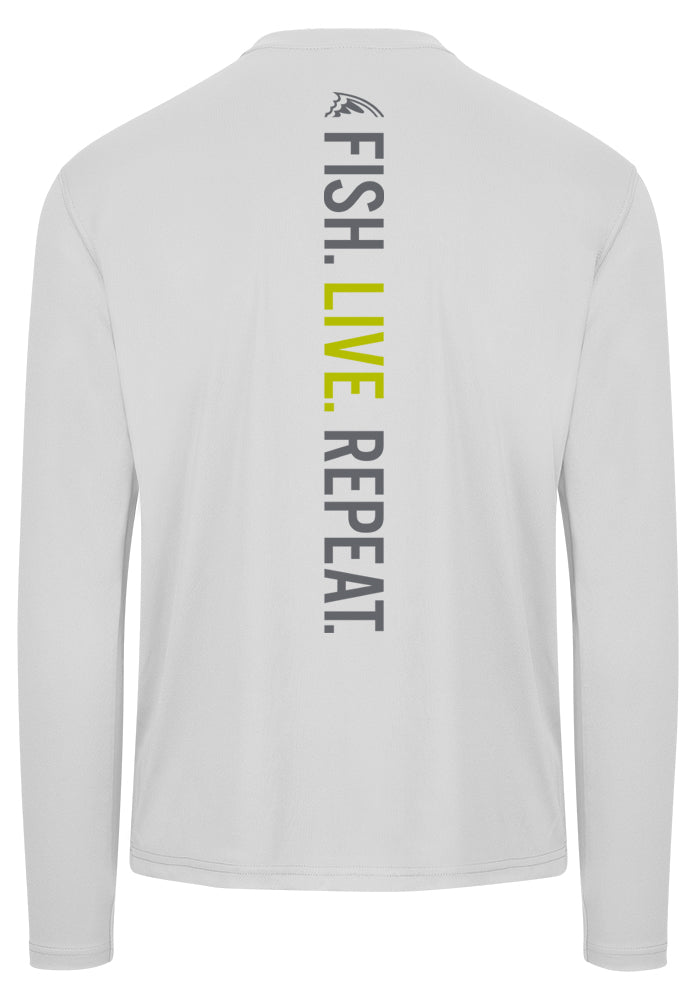 FISH LIVE REPEAT Peformance Long Sleeve Shirt Pearl Grey