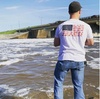 Distressed American Fish Flag T-Shirt (White)