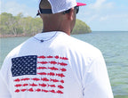 Unisex American Fish Flag Performance Patriotic Shirt (White)
 