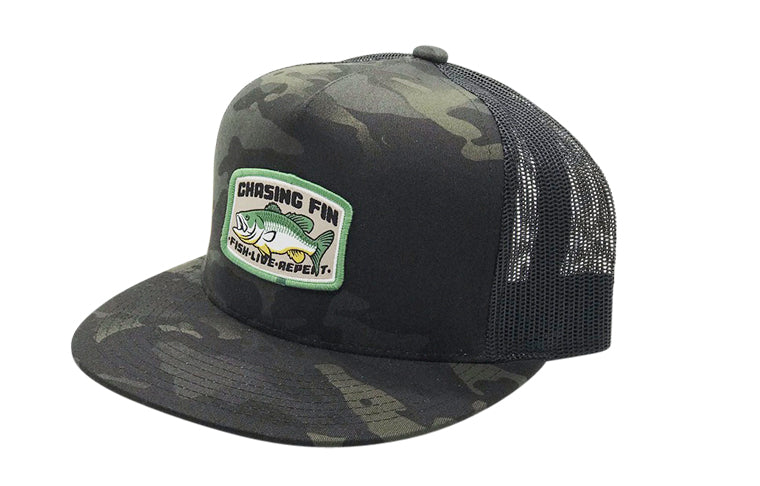 Men's Fishing Cap Outdoor Bass Fisherman Trucker Hat, Olive/Black